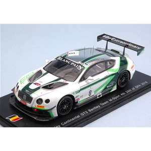 BENTLEY CONTINENTAL GT3 N.8 4th 24 H SPA 2016 SOULET-SOUCEK-REIP 1:43 Spark Model Auto Competizione Modellino