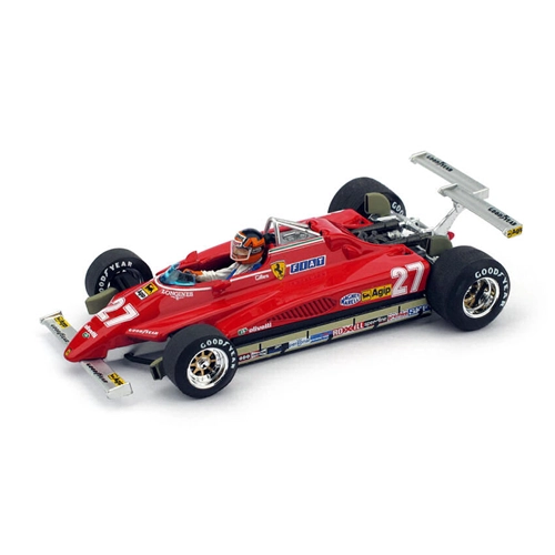 FERRARI 126 C 2 G.VILLENEUVE 1982 N.27 LONG BEACH GP WITH PILOTE 1:43 UPD Brumm Formula 1 Modellino