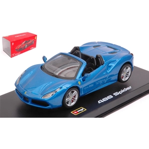 FERRARI 488 SPIDER 2016 BLUE SIGNATURE SERIES WITH SHOWCASE 1:43 Burago Auto Stradali Modellino