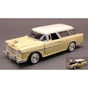 CHEVY BEL AIR NOMAD 1955 YELLOW/IVORY 1:24 MotorMax Auto Stradali Modellino