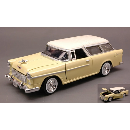 CHEVY BEL AIR NOMAD 1955 YELLOW/IVORY 1:24 MotorMax Auto Stradali Modellino