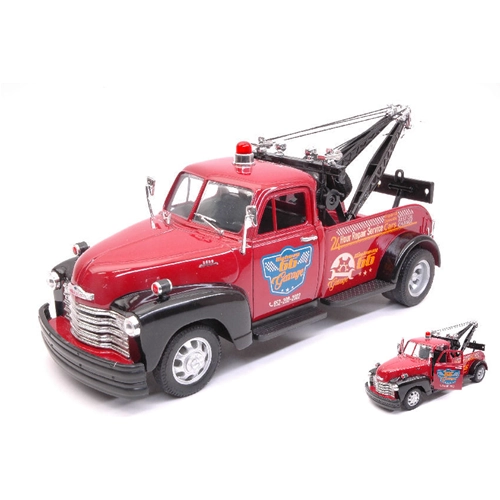 CHEVROLET 3800 TOW TRUCK HIGWAY 66 1953 GARAGE DARK RED 1:24 Welly Camion Modellino