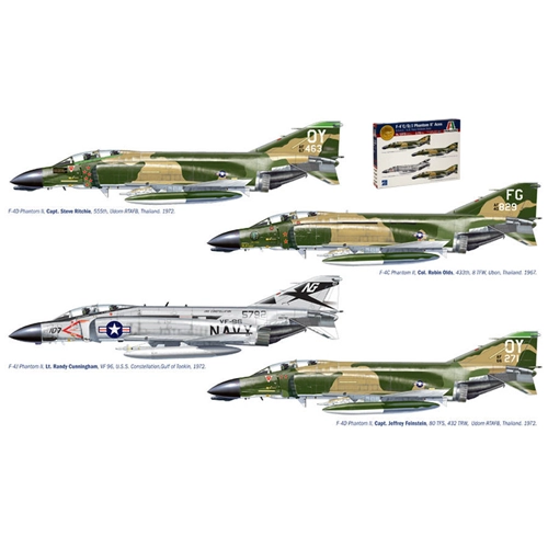 F-4 C/D/J PHANTOM USA-US NAVY VIETNAM ACES DECALS x 4 VERSIONI KIT 1:72 Italeri Kit Aerei Modellino