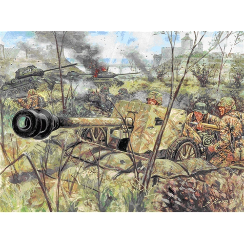 GERMAN PAK 40 GUN WITH SERVANT KIT 1:72 Italeri Kit Figure Militari Modellino