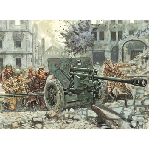 RUSSIAN ZIS 3 AT GUN WITH SERV.1:72 Italeri Kit Figure Militari Modellino