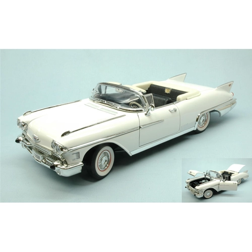 CADILLAC ELDORADO BIARRITZ 1958 WHITE 1:18 Lucky Die Cast Auto Stradali Modellino