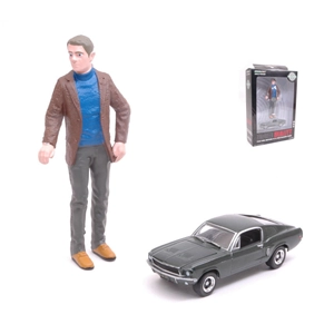 FORD MUSTANG GT FASTBACK 1:63 + STEVE MC QUEEN FIGURE 1968 1:18 Greenlight Movie Modellino