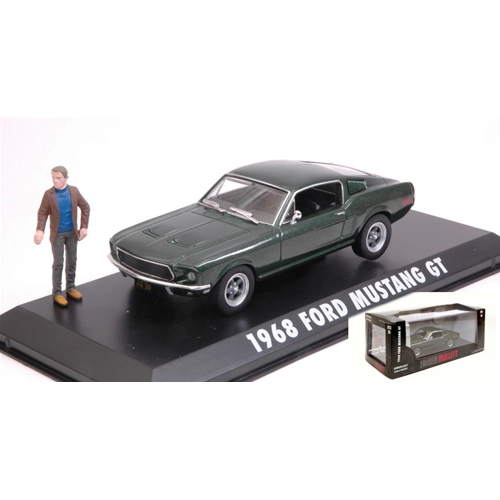 FORD MUSTANG "BULLIT" 1968 WITH STEVE MC QUEEN FIGURE 1:43 Greenlight Movie Modellino