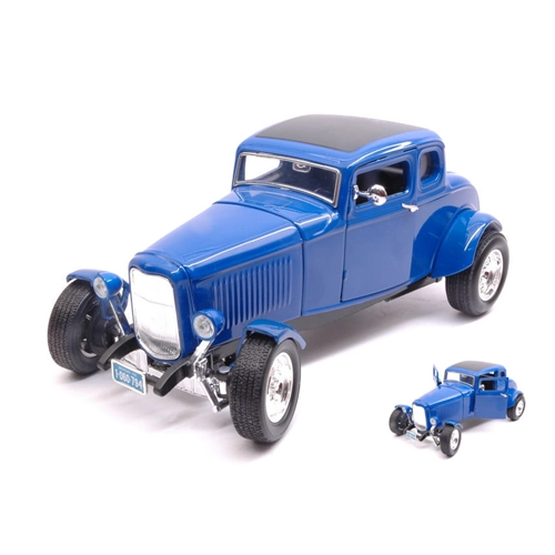 FORD HOT ROD 5-WINDOW COUPE' 1932 BLUE 1:18 MotorMax Auto d'Epoca Modellino