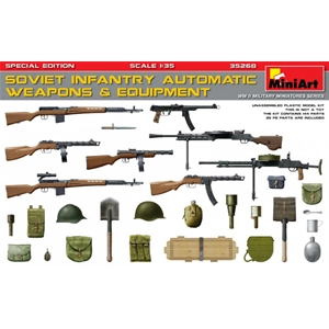 SOVIET INFANTRY AUTOMATIC WEAPONS & WQUIPMENT KIT 1:35 Miniart Kit Figure Militari Modellino