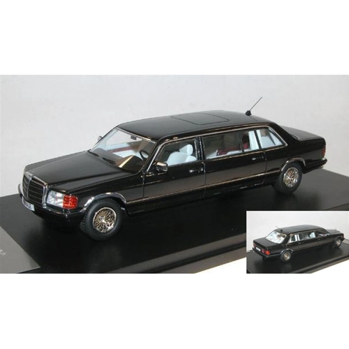 MERCEDES W126 SGS ROYAL LWB 1979 BLACK 1:43 GLM Models Auto Stradali Modellino