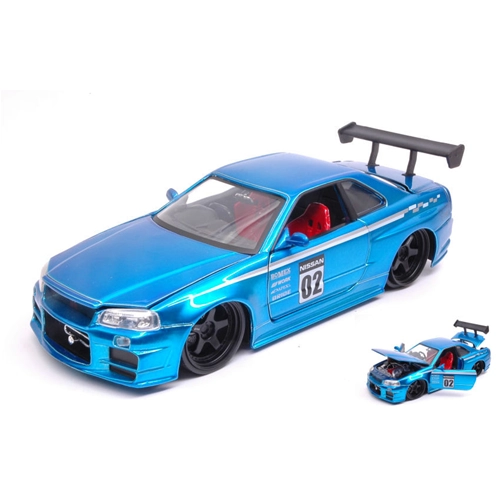 NISSAN SKYLINE GT-R (R34) 2002 N.02 METALLIC BLUE "JDM TUNERS" 1:24 Jada Toys Tuning Modellino