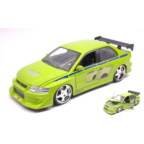BRIAN'S MITSUBISHI LANCER EVOLUTION VII 2002 FAST & FURIOUS LIGHT GREEN 1:24 Jada Toys Movie Modellino