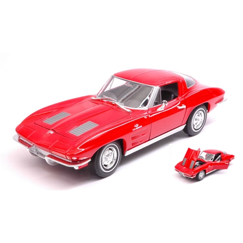 CHEVROLET CORVETTE C2 1963 RED 1:24-27 Welly Auto Stradali Modellino