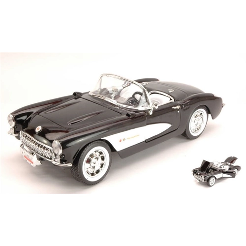 CHEVROLET CORVETTE 1957 BLACK 1:18 Lucky Die Cast Auto Stradali Modellino
