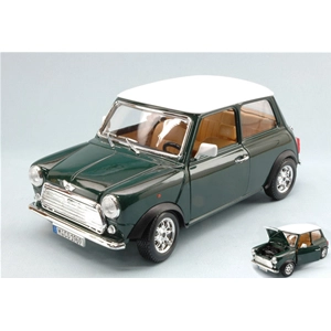 MINI COOPER 1969 GREEN WITH WHITE ROOF 1:18 Burago Auto Stradali Modellino