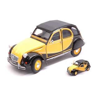 CITROEN 2 CV 6 CHARLESTON 1982 YELLOW/BLACK 1:24-27 Welly Auto Stradali Modellino