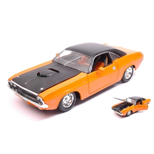 DODGE CHALLENGER R/T 1970 ORANGE/BLACK 1:24 Maisto Tuning Modellino