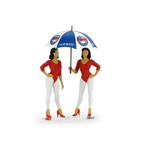 PADDOCK GIRLS SET 2 GIACOBAZZI GIRLS - LAMBRUSCO TEAM + OMBRELLINO 1:43 Brumm Figurini Modellino