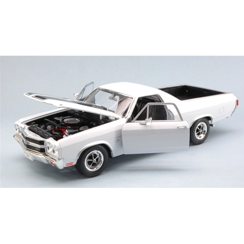 CHEVROLET EL CAMINO 1970 WHITE WITH BLACK STRIPES 1:18 Welly Auto Stradali Modellino