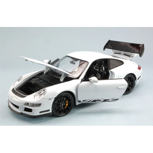 PORSCHE 911 GT3 RS 2007 WHITE WITH BLACK STRIPS 1:18 Welly Auto Stradali Modellino