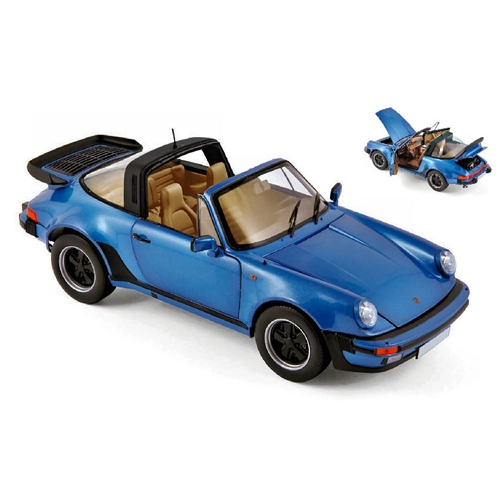 PORSCHE 911 TURBO TARGA 1987 BLUE METALLIC 1:18 Norev Auto Stradali Modellino