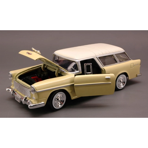 CHEVY BEL AIR NOMAD 1955 YELLOW/IVORY 1:24 MotorMax Auto Stradali Modellino