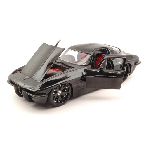 CHEVY CORVETTE STINGRAY 1963 BLACK WITH BLACK WHEELS 1:24 Jada Toys Tuning Modellino