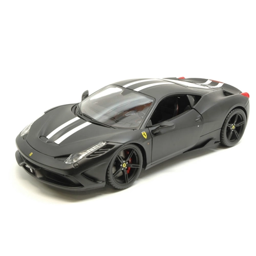 FERRARI 458 SPECIALE 2014 BLACK SIGNATURE WITH SHOWCASE 1:18 Burago Auto Stradali Modellino