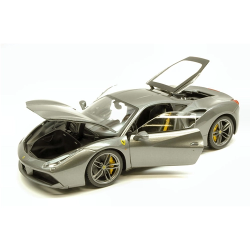 FERRARI 488 GTB 2015 GREY METALLIC SIGNATURE WITH SHOWCASE 1:18 Burago Auto Stradali Modellino