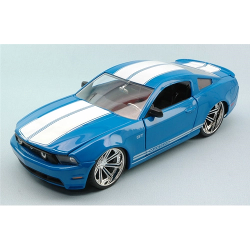 FORD MUSTANG GT 2010 BLUE WITH WHITE STRIPES 1:24 Jada Toys Tuning Modellino