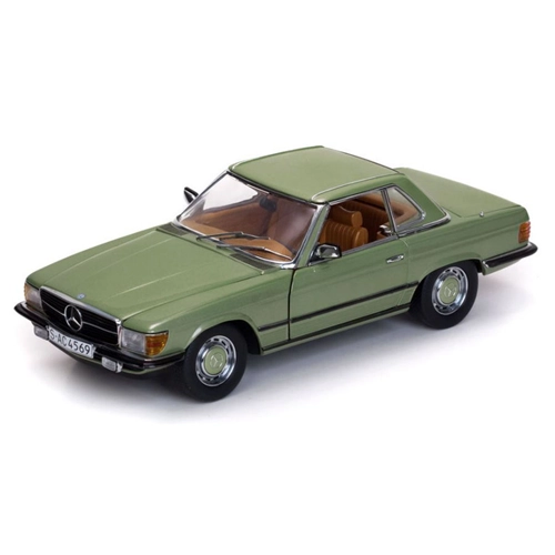 MERCEDES 350 SL HARD TOP COUPE' MET.LIGHT GREEN 1977 1:18 SunStar Auto Stradali Modellino