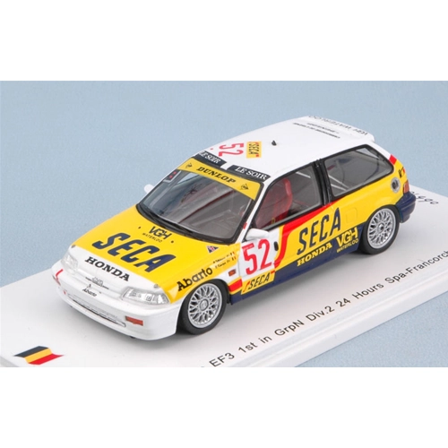 HONDA CIVIC EF3 N.52 1st GrpN 24 H SPA 1989 P.TILLEKAERTS-R.KOENTGES 1:43 Spark Model Auto Competizione Modellino