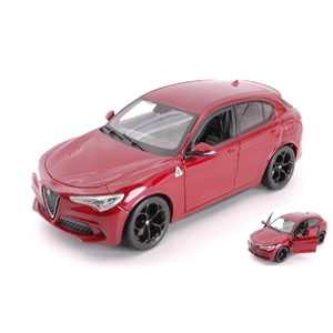 ALFA ROMEO STELVIO Q4 QUADRIFOGLIO V6 BITURBO 510hp 2017 RED 1:24 Burago Auto Stradali Modellino