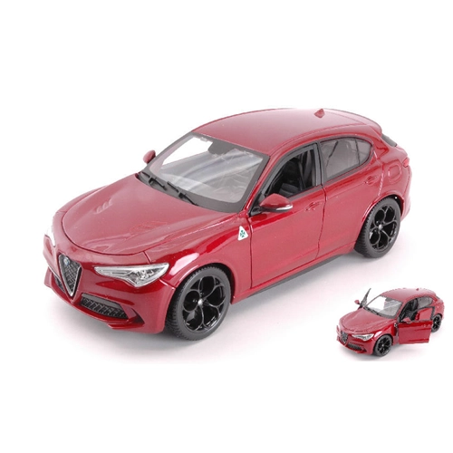 ALFA ROMEO STELVIO Q4 QUADRIFOGLIO V6 BITURBO 510hp 2017 RED 1:24 Burago Auto Stradali Modellino