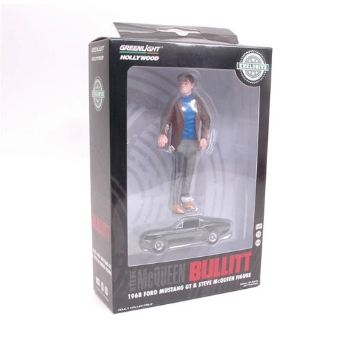 FORD MUSTANG GT FASTBACK 1:63 + STEVE MC QUEEN FIGURE 1968 1:18 Greenlight Movie Modellino