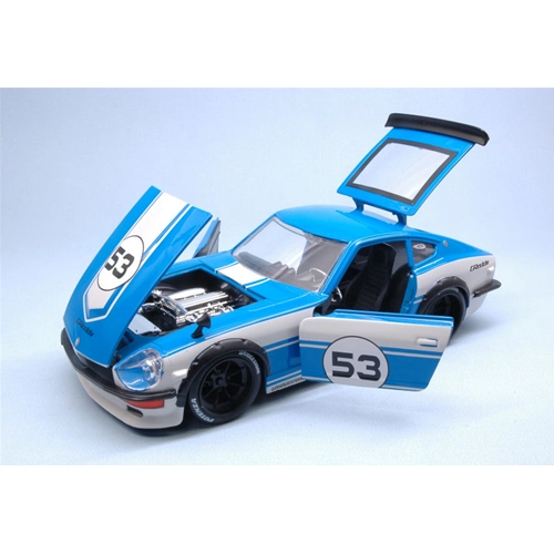 DATSUN 240Z 1972 N.53 WHITE/BLUE "JDM TUNERS" 1:24 Jada Toys Tuning Modellino