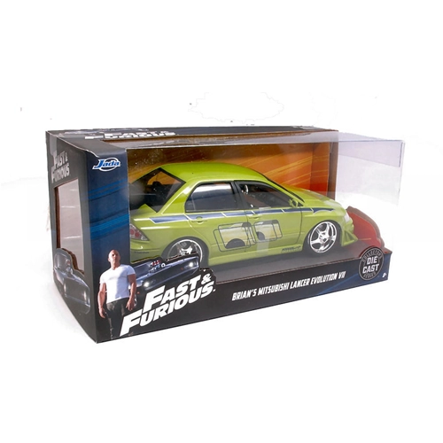 BRIAN'S MITSUBISHI LANCER EVOLUTION VII 2002 FAST & FURIOUS LIGHT GREEN 1:24 Jada Toys Movie Modellino