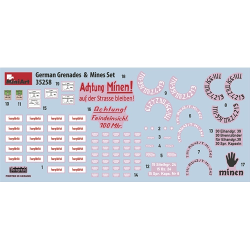 GERMAN GRENADES & MINES SET KIT 1:35 Miniart Kit Diorami Modellino