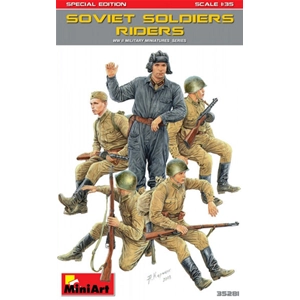 SOVIET SOLDIERS RIDERS KIT 1:35 Miniart Kit Figure Militari Modellino