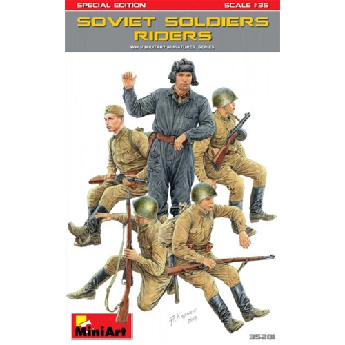 SOVIET SOLDIERS RIDERS KIT 1:35 Miniart Kit Figure Militari Modellino
