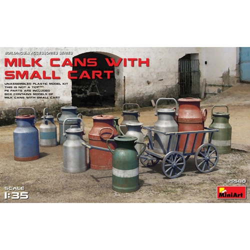 MILK CANS W/SMALL CART KIT 1:35 Miniart Kit Diorami Modellino