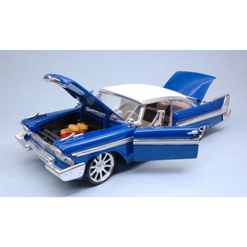 PLYMOUTH FURY CUSTOM HOT ROD 1958 WITH NEW RIMS BLUE 1:18 MotorMax Auto Stradali Modellino