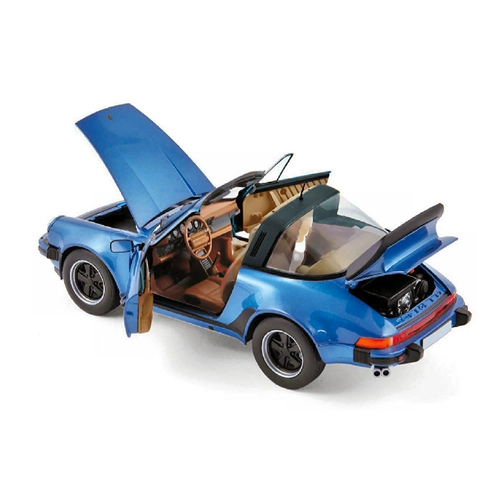 PORSCHE 911 TURBO TARGA 1987 BLUE METALLIC 1:18 Norev Auto Stradali Modellino