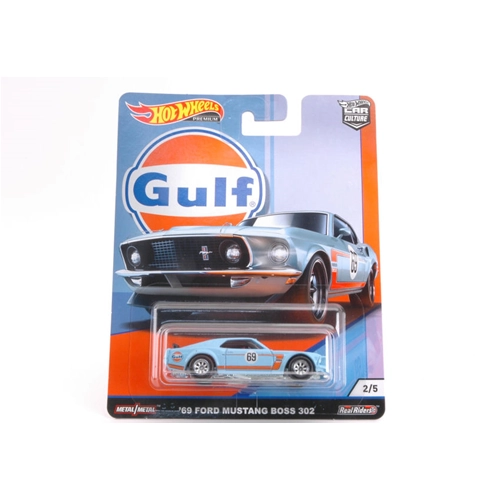 GULF SERIES FORD MUSTANG BOSS 302 1969 1:64 Hot Wheels Movie Modellino
