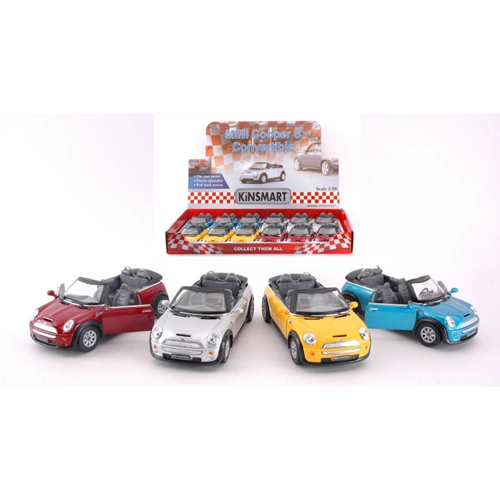 MINI COOPER S CONVERTIBLE cm 12,5 Colori Assortiti (1 Modellino a Scelta) 1:28 Kinsmart Modellismo Giocattolo Modellino