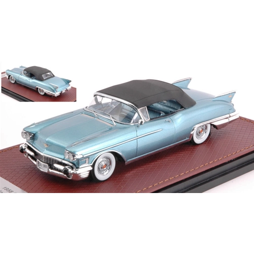 CADILLAC ELDORADO BIARRITZ 1958 CLOSE ROOF LIGHT BLUE METALLIC LIM.199 1:43 GLM Models Auto Stradali Modellino
