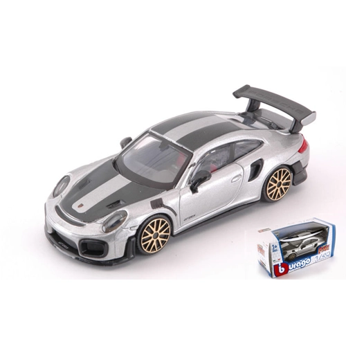 PORSCHE 911-2 GT2 RS COUPE 2018 SILVER BLACK 1:43 Burago Auto Stradali Modellino