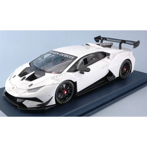 LAMBORGHINI HURACAN SUPER TROFEO EVO 2018 WHITE CON VETRINA 1:18 Looksmart Auto Competizione Modellino