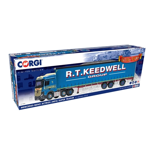 MERCEDES ACTROS (MP4) SUPER TRAILER CURTAINSIDE R.T.KEEDWELL 1:50 Corgi Camion Modellino